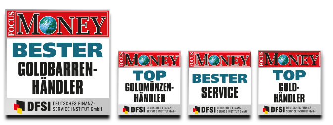 Auvesta - Bester Goldbarrenhändler - Bester Service - TOP Goldmünzenhändler - TOP Goldhändler - Rating Focus Money
