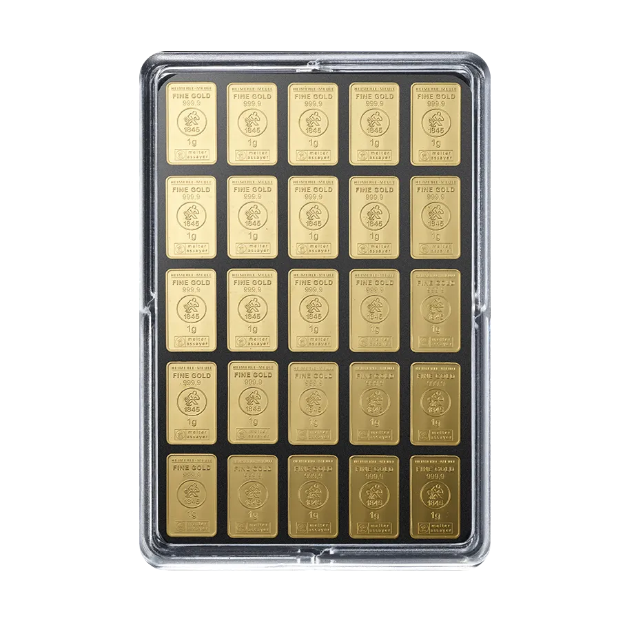 25 x 1g Goldbarren UnityBar Heimerle & Meule